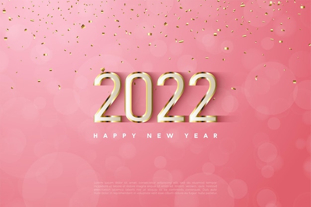Felice anno nuovo 2022 con bordo numerato in oro fantasia