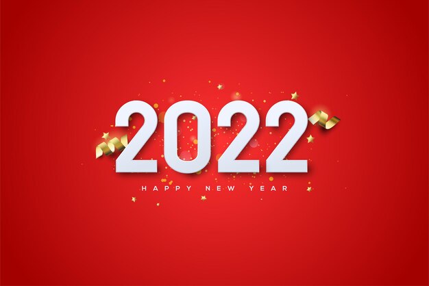 Felice anno nuovo 2022 con numeri d'oro fantasia e nastro