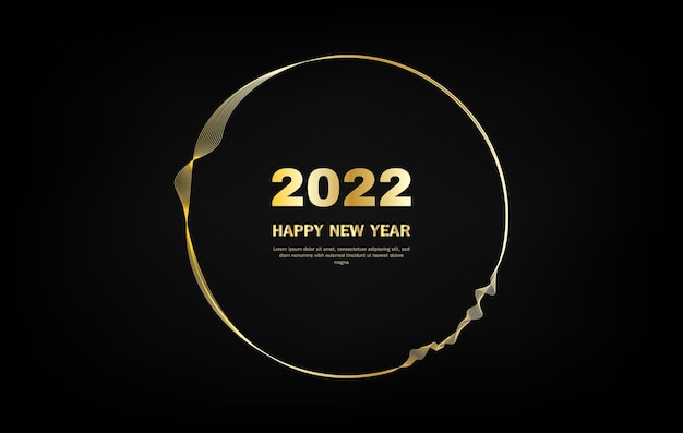 Felice anno nuovo 2022 concetto decorativo con sfondo oro di lusso, illustrazione vettoriale