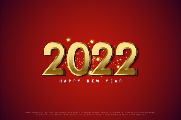 Felice anno nuovo 2022 su sfondo stella d'oro brillante