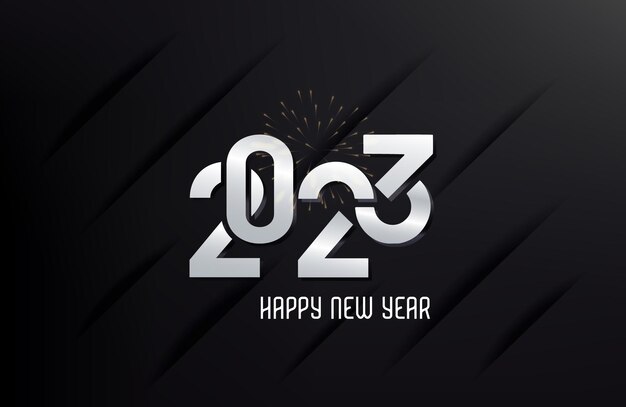 Felice anno nuovo 2023 celebrazione lusso nero elegante vacanza modello sfondo disegno vettoriale