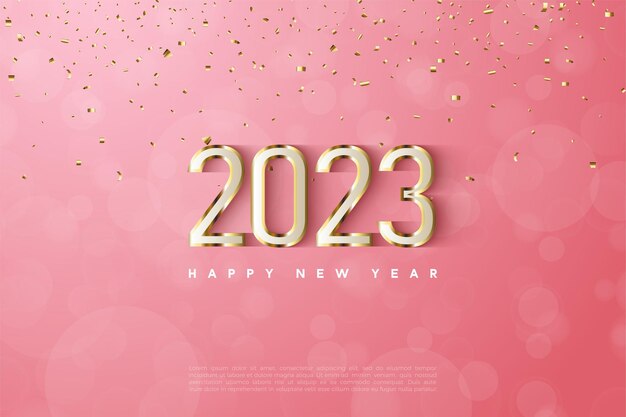 felice anno nuovo 2023 con glitter color oro.