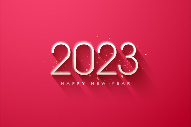 felice anno nuovo 2023 con l'illustrazione dell'ombra a figura lunga.