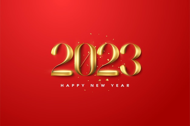 felice anno nuovo 2023 con numeri di palloncini d'oro.