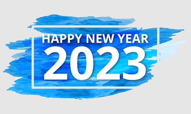 Felice anno nuovo 2023 illustrazione del logo banner di saluto, colore dell'acqua Capodanno 2023