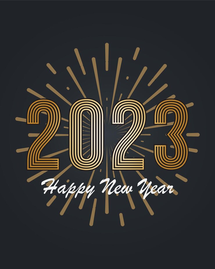Felice anno nuovo 2023 post sui social media nero e oro