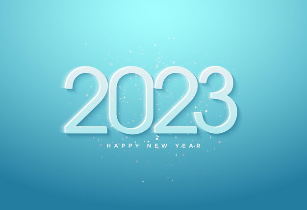 felice anno nuovo 2023 su sfondo blu con poco effetto luce