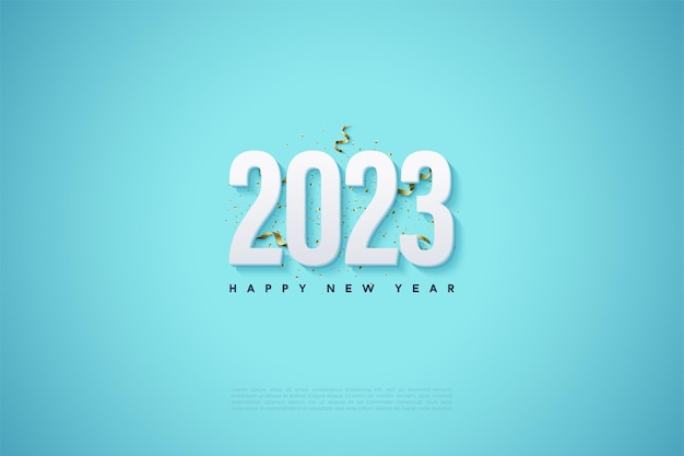 felice anno nuovo 2023 su sfondo nastro d'oro