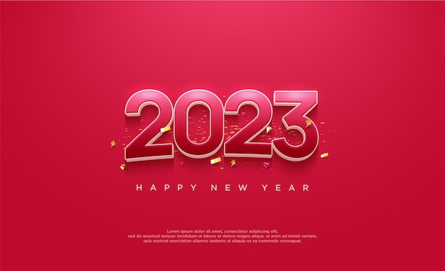 felice anno nuovo 2023 su sfondo rosa