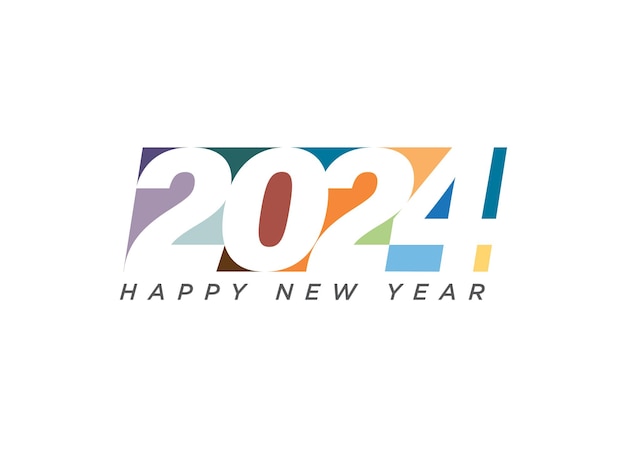 Felice anno nuovo 2024 illustrazione vettoriale del concetto di logo colorato