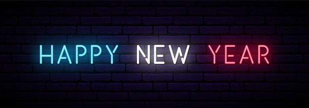 Felice anno nuovo banner al neon.