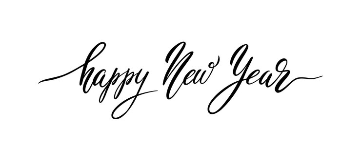 Vettore felice anno nuovo calligrafia scritta a mano elemento di illustrazione delle vacanze vettoriali elemento tipografico per congratulazioni poster banner