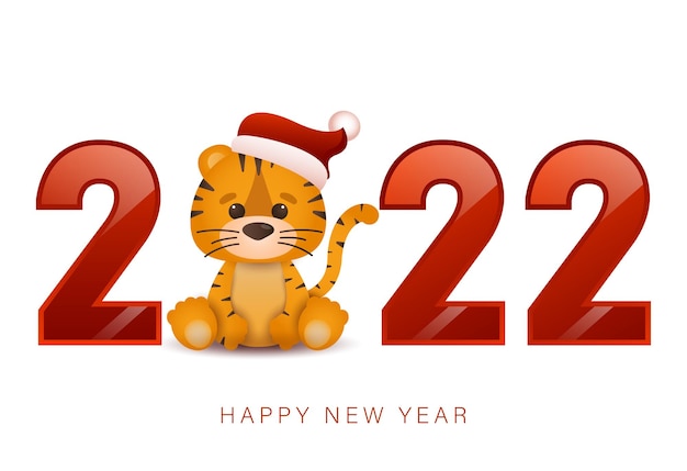 felice anno nuovo cinese 2022 biglietto di auguri piccola tigre anno
