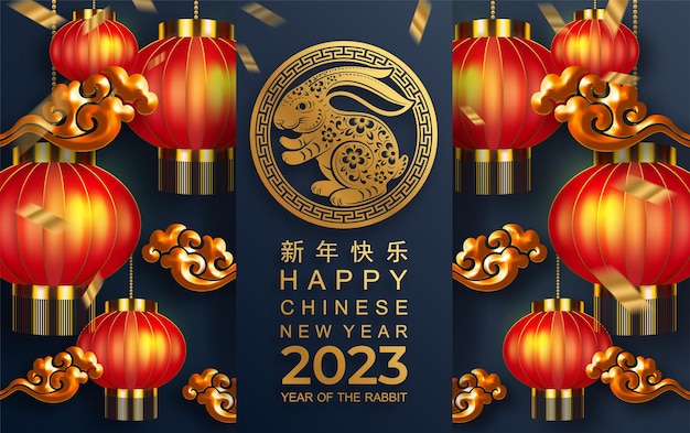 Felice anno nuovo cinese 2023 anno del segno zodiacale del coniglio