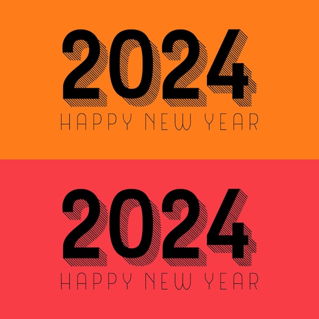 Felice anno nuovo design 2024 Design vettoriale premium colorato per il saluto del banner poster e il nuovo anno