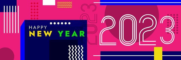 Vettore felice anno nuovo design con sfondo geometrico astratto