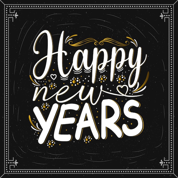 Felice anno nuovo disegno dell'iscrizione. Manifesto di tipografia di celebrazione, banner o biglietto di auguri.