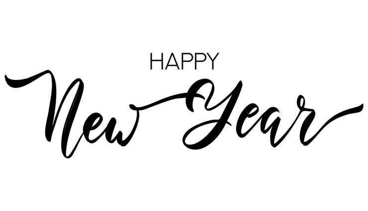 Vettore felice anno nuovo lettering elemento di design disegnato a mano. cartolina d'auguri scritta a mano di buone feste. modello di saluti calligrafici. illustrazione vettoriale