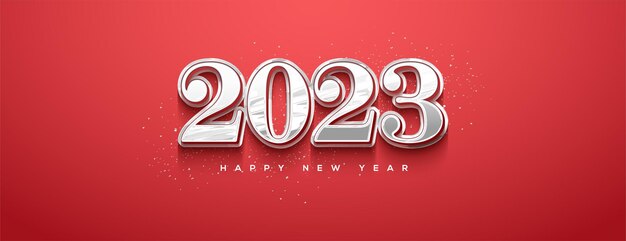 Felice anno nuovo sfondo con numeri bianchi su sfondo rosso