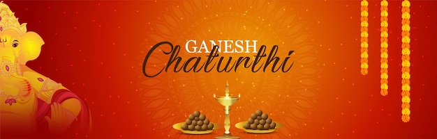 Felice banner o intestazione di celebrazione di ganesh chaturthi