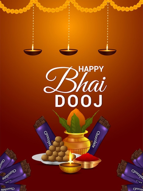 Felice bhai dooj festival indiano sfondo con illustrazione creativa e sfondo