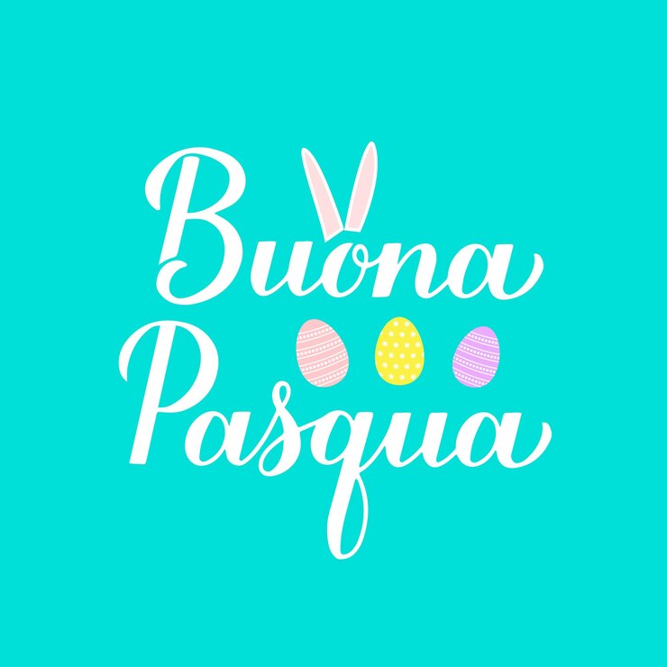 Vettore felice caligrafia pasquale lettere a mano in lingua italiana isolate su bianco celebrazione pasquale cartellone tipografico modello vettoriale per biglietti di auguri banner flyer ecc