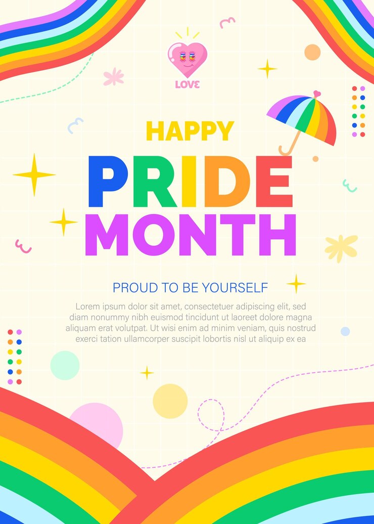 Vettore felice celebrazione del mese dell'orgoglio con l'illustrazione vettoriale di rainbow design
