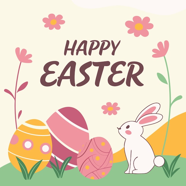 Felice coniglietto di Pasqua e uova