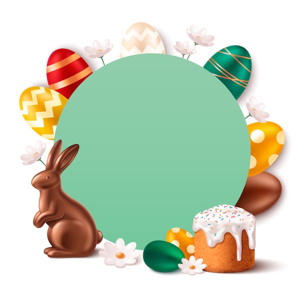 Felice cornice di Pasqua in disegno realistico
