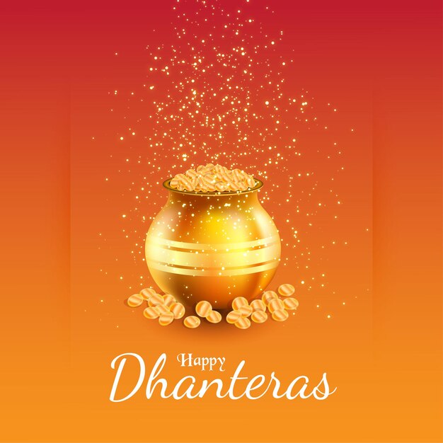 Felice dhanteras monete d'oro con sfondo sfumato