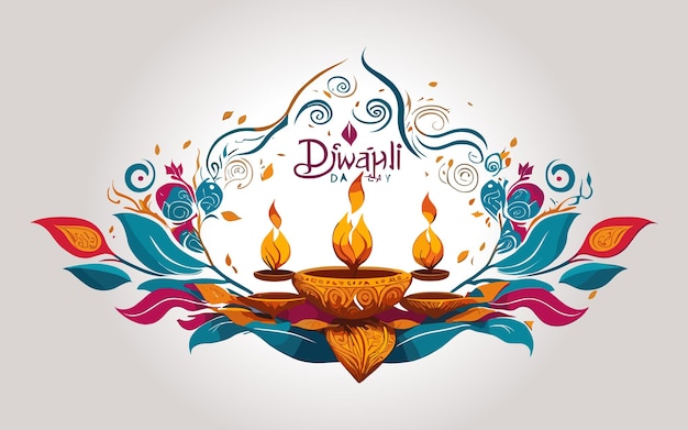 Felice Diwali con candele Festival indiano Diwali Day Arte generata dall'intelligenza artificiale