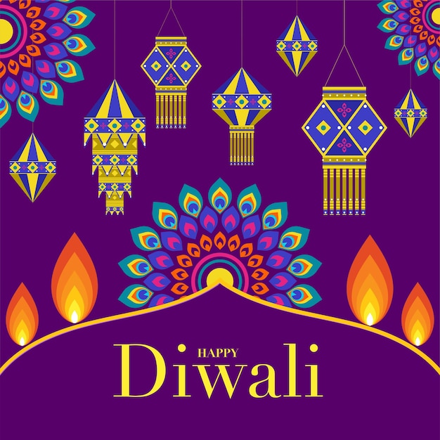 Felice Diwali Deepavali o Dipavali il festival
