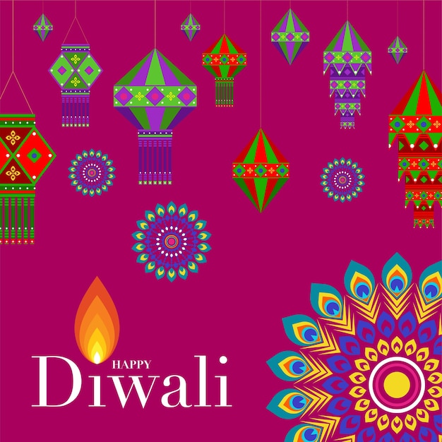 Felice Diwali Deepavali o Dipavali il festival