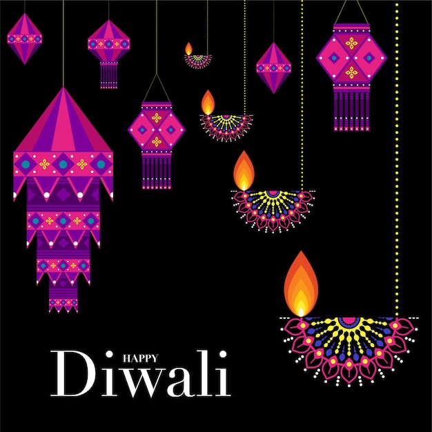 Felice Diwali Deepavali o Dipavali il festival