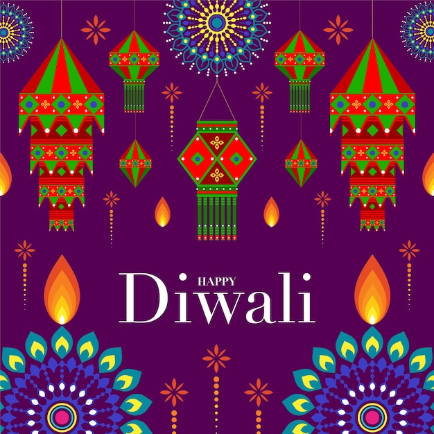 Felice Diwali Deepavali o Dipavali il festival