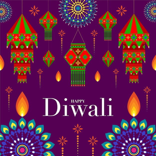 Felice Diwali Deepavali o Dipavali il festival