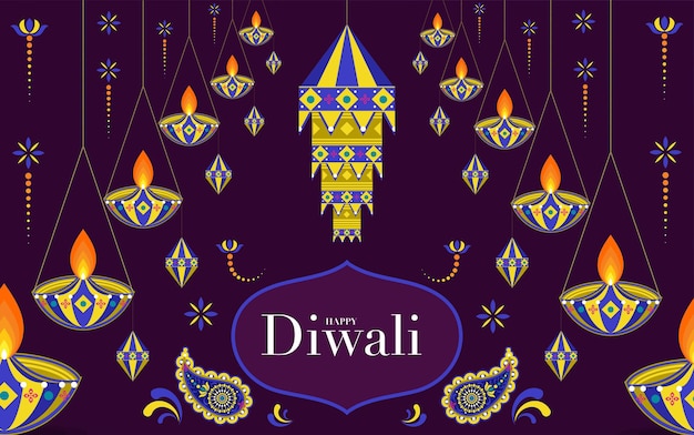 Felice Diwali Deepavali o Dipavali il festival