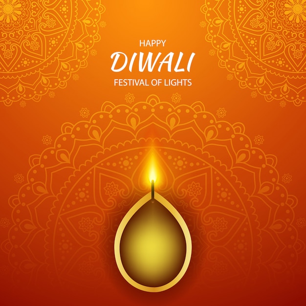 Felice Diwali festival sfondo con lampada Diya.