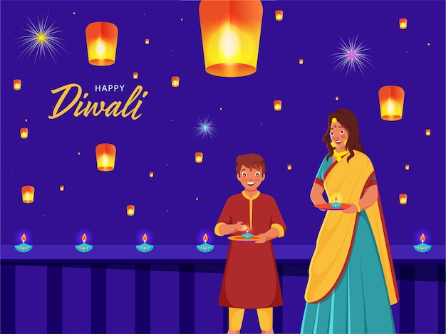 Felice Diwali Greeting Card Design