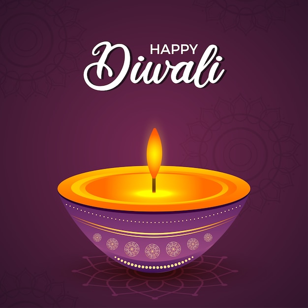 Felice Diwali lampada a olio sfondo festival indiano