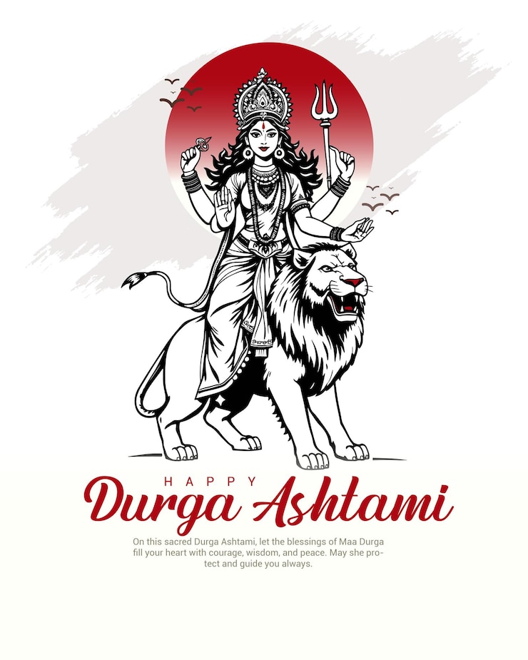 Vettore felice durga ashtami e vijaya ashtami con le benedizioni divine modello di banner di post sui social media