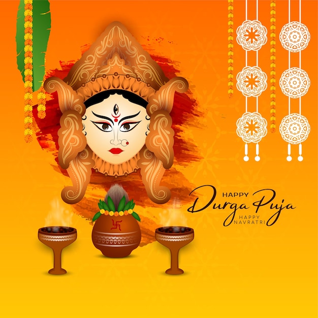 Felice Durga puja e felice festa indiana religiosa di Navratri