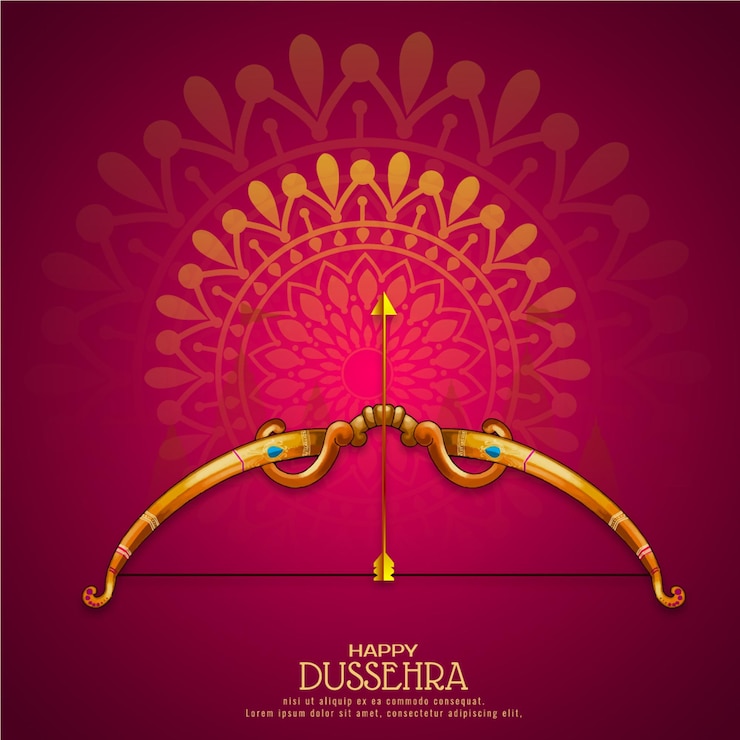 Vettore felice dussehra carte di congratulazioni per la celebrazione della festa culturale indù