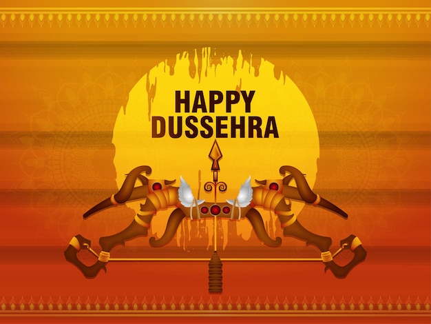 Felice dussehra che desidera biglietto di auguri con illustrazione vettoriale