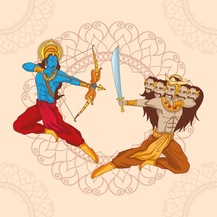 Vettore felice dussehra festival dell'india