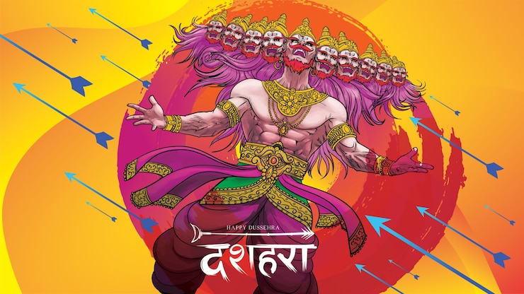 Vettore felice dussehra navratri. traduzione: dussehra