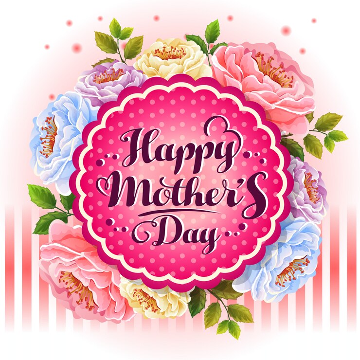 Felice festa della mamma con cornice decorazione rosa