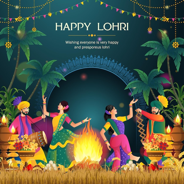 Felice festa di Lohri del Punjab India sfondo