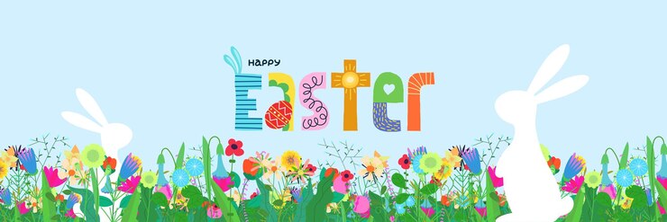 Vettore felice festa di pasqua bandiera orizzontale tradizionale primavera cristiana pasqua religiosa