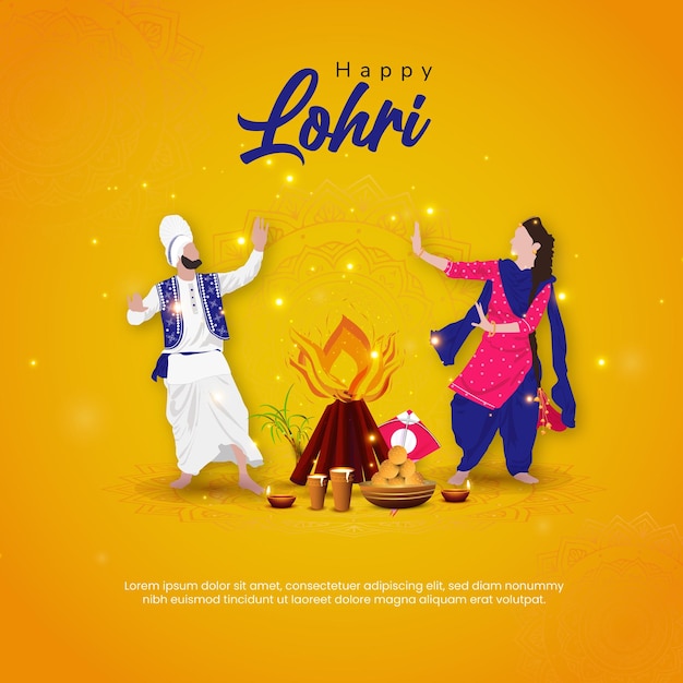 Felice festa Lohri Punjabi con lo sfondo della festa